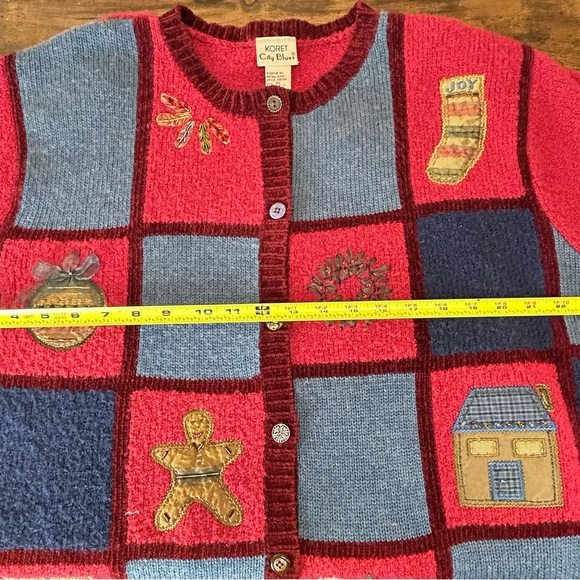Koret City Blues Vintage wool blend Christmas sweater women’s XL cardigan - Picture 11 of 16